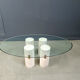 Vintage travertine and glass coffee table, 1970s