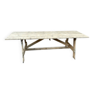 Large country farm table 240 cm in raw natural wood brewery fir