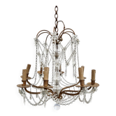 Bronze 8-Light Chandelier with Crystal Pendants