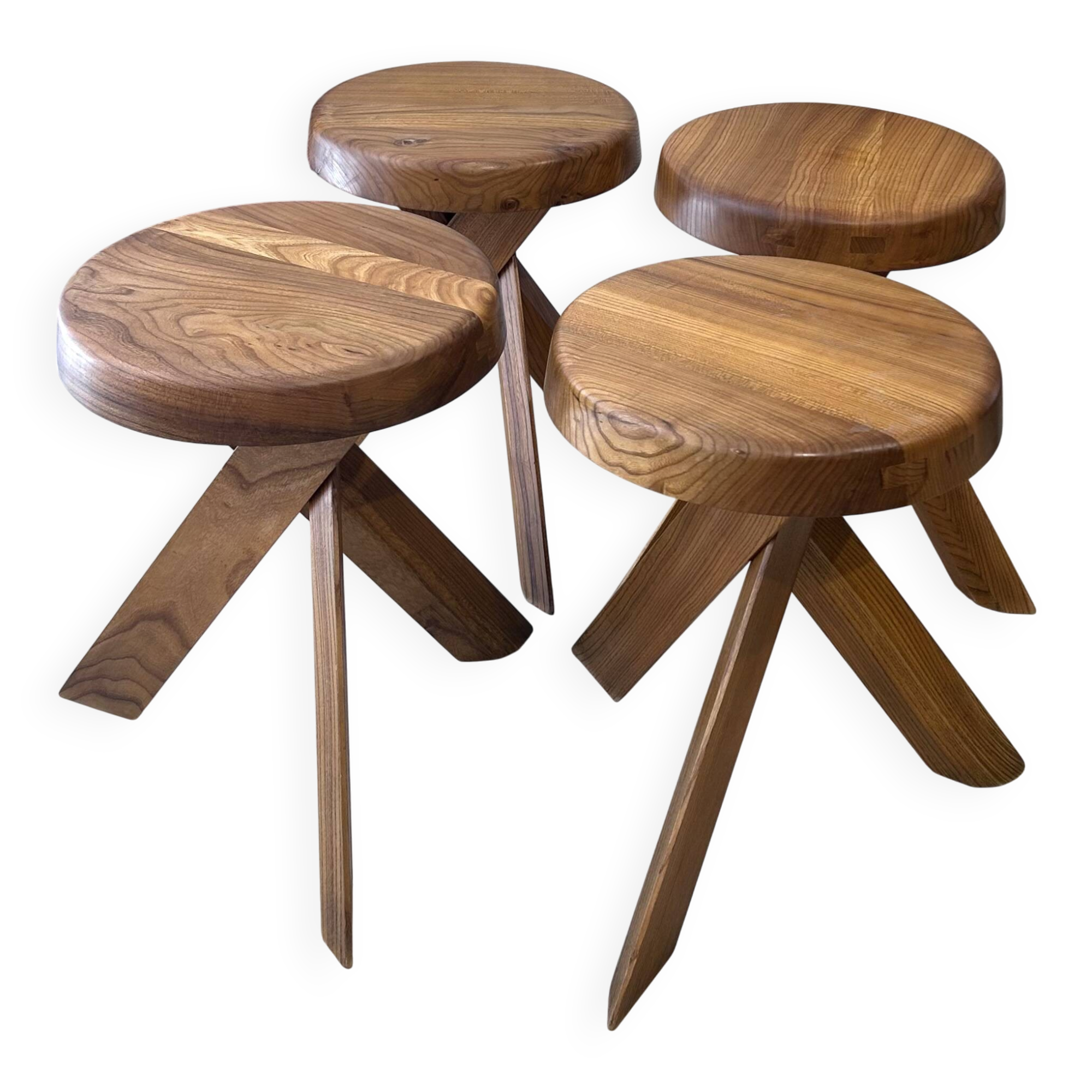 Set of four S28 stools by Pierre Chapo 1970