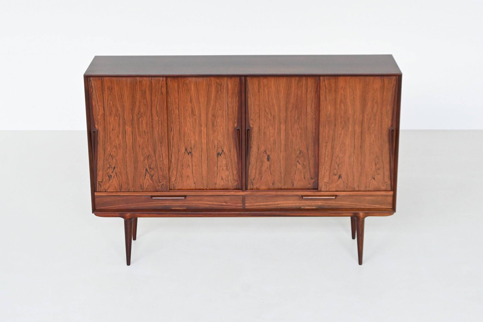 Gunni Omann highboard model 13 in rosewood Omann Jun Denmark 1960