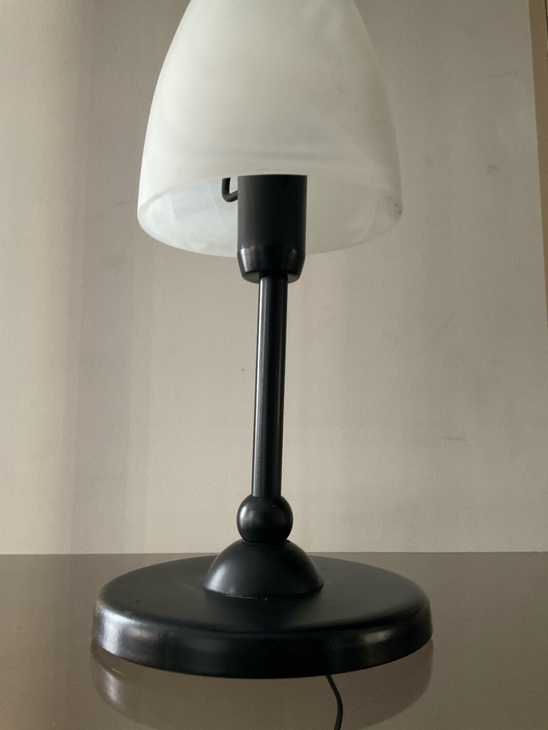 Vintage lamp from the 80s in black metal and glass paste
