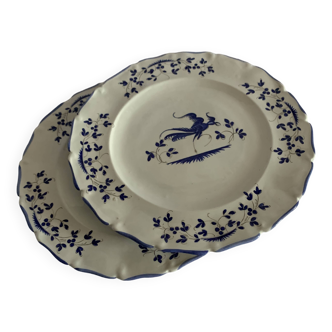 2 assiettes de décoration année 50 oiseau