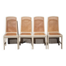 Set 4 chaises cannées laquée beige