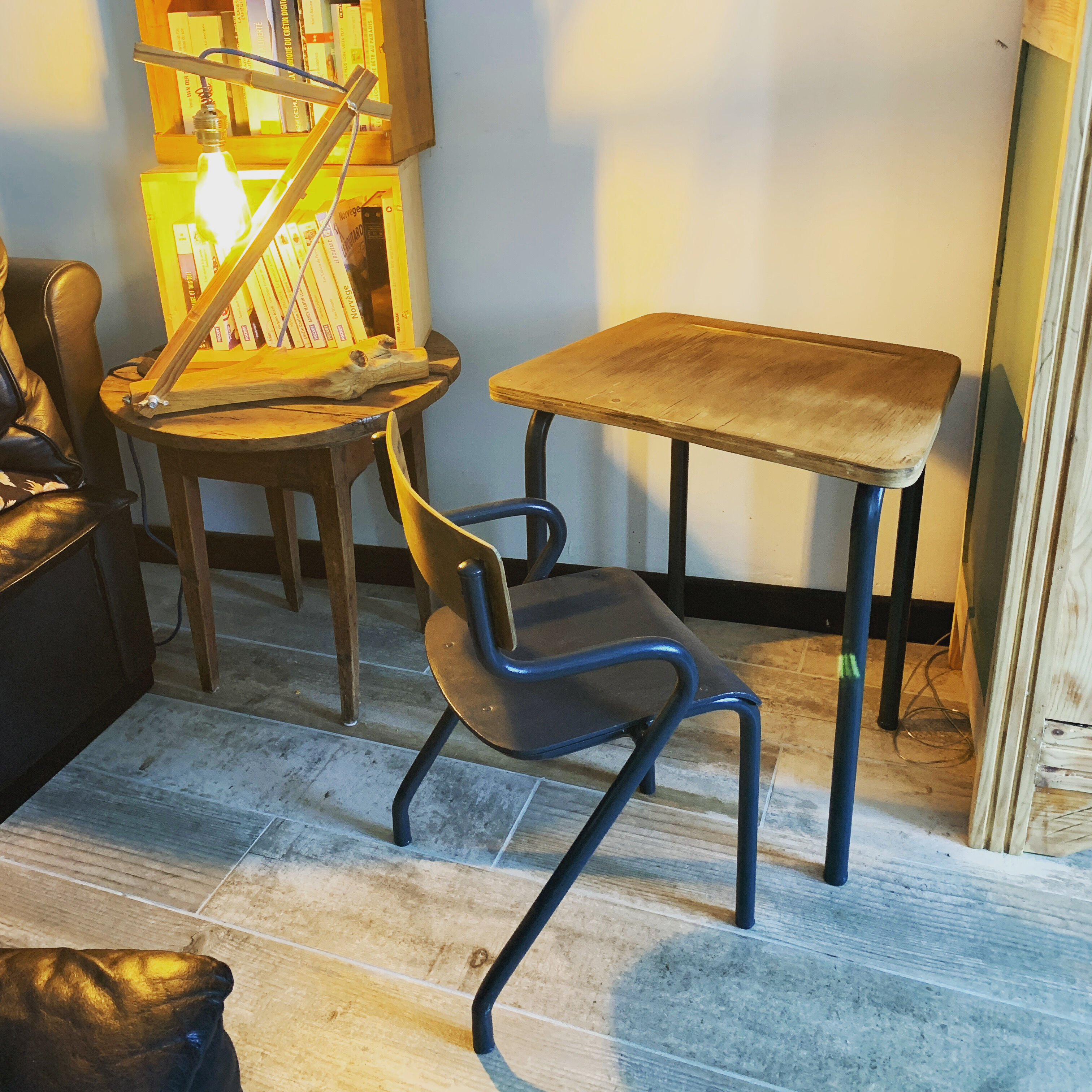 School desk and chair