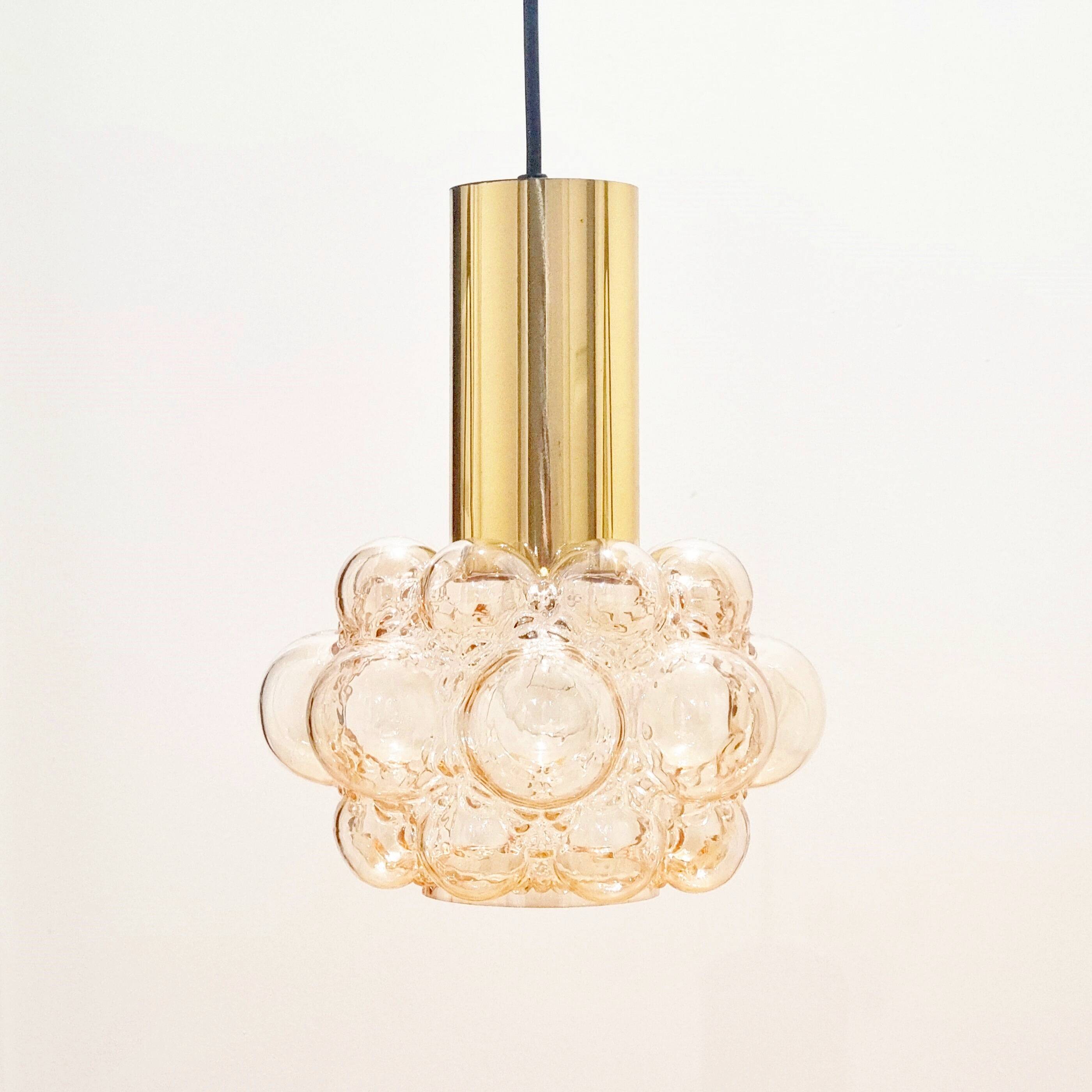 Mid-Century Modern Amber Bubble Glass Ceiling Light by Helena Tynell for Limburg, Germany, 1960s