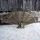 Old Peacock Fire Screen / Brass Fireplace Fan