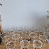 Set of 11 granite glass cups and golden edging