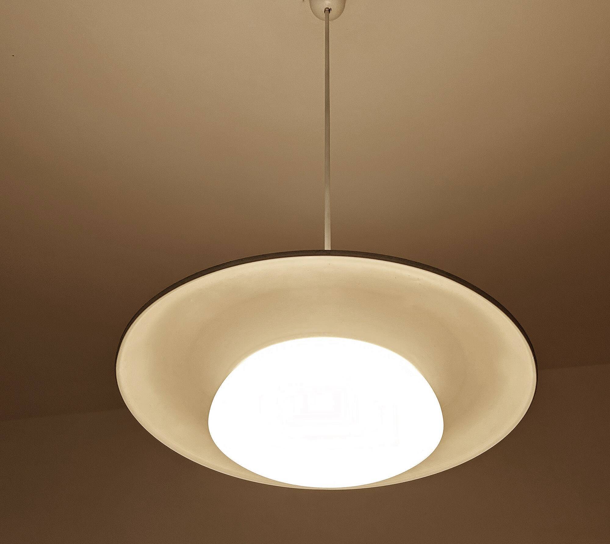 Pair of large bauhaus pendant lights from the 1930s