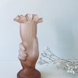 Art deco vase in pink frosted glass
