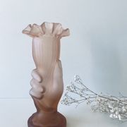 Vase Art deco en verre dépoli rose