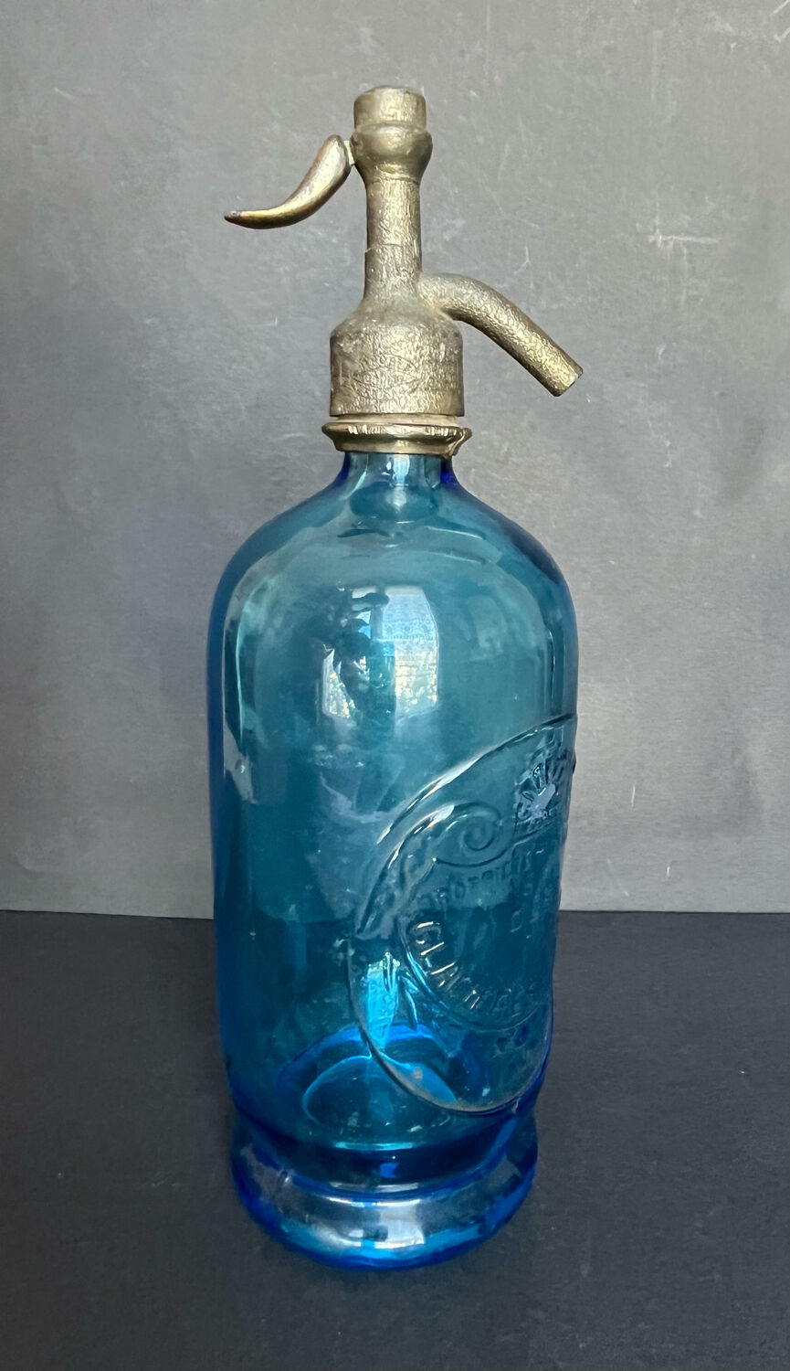 Old blue glass siphon