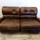 Vintage brown leather sofa 2 modules