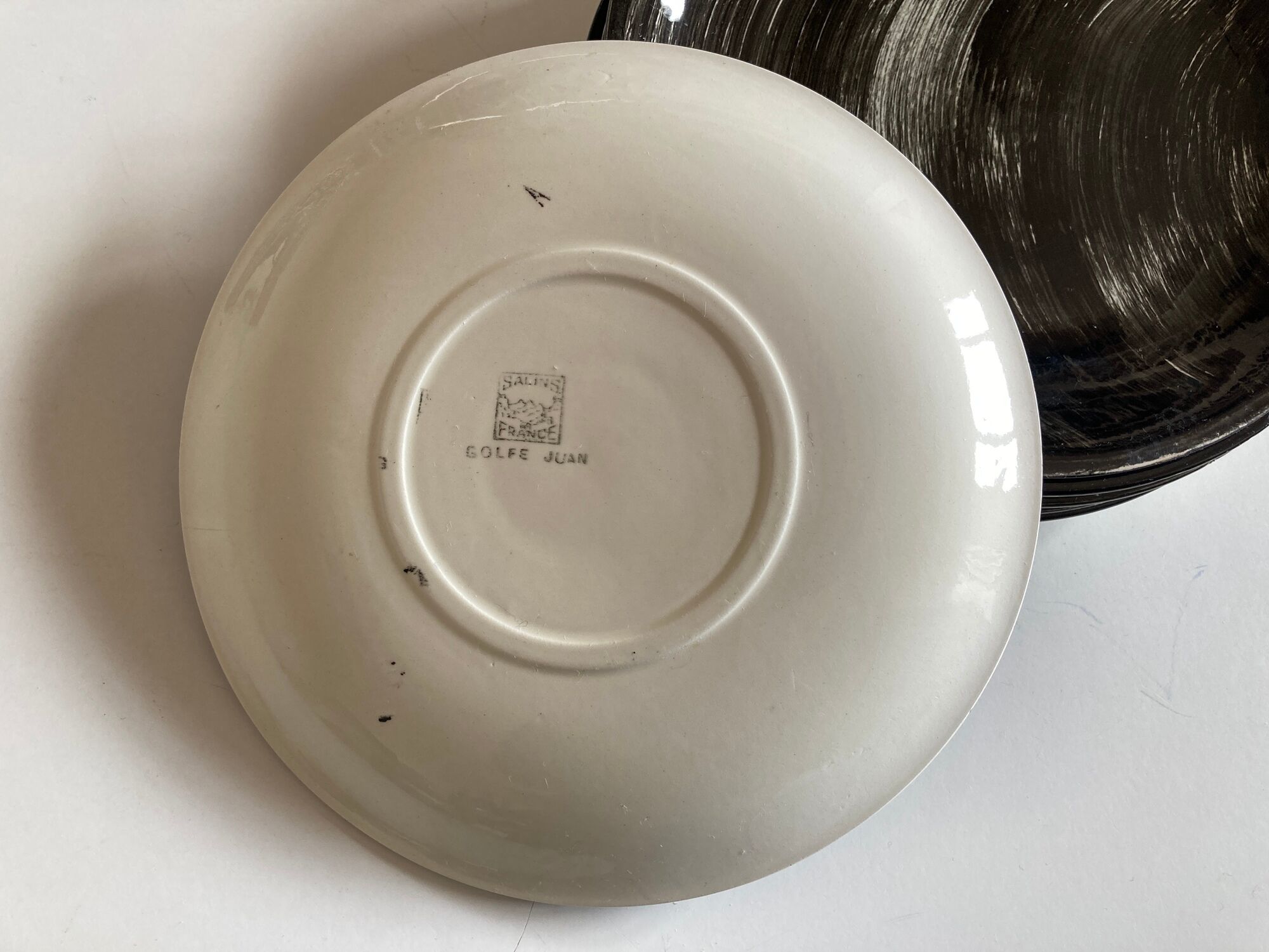Set of 6 plates Soulages Gulf Juan in Salins earthenware 1960