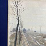 Georges lattès (1907-1989), gennevilliers station, watercolor and gouache
