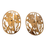 Paire de dessous de plat motifs iris