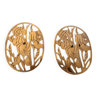 Paire de dessous de plat motifs iris