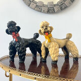 Pair of glazed ceramic poodles, 1960s