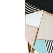 Mid Modern Italian Colored Glass Sideboards with Solid Wood Structure and Brass