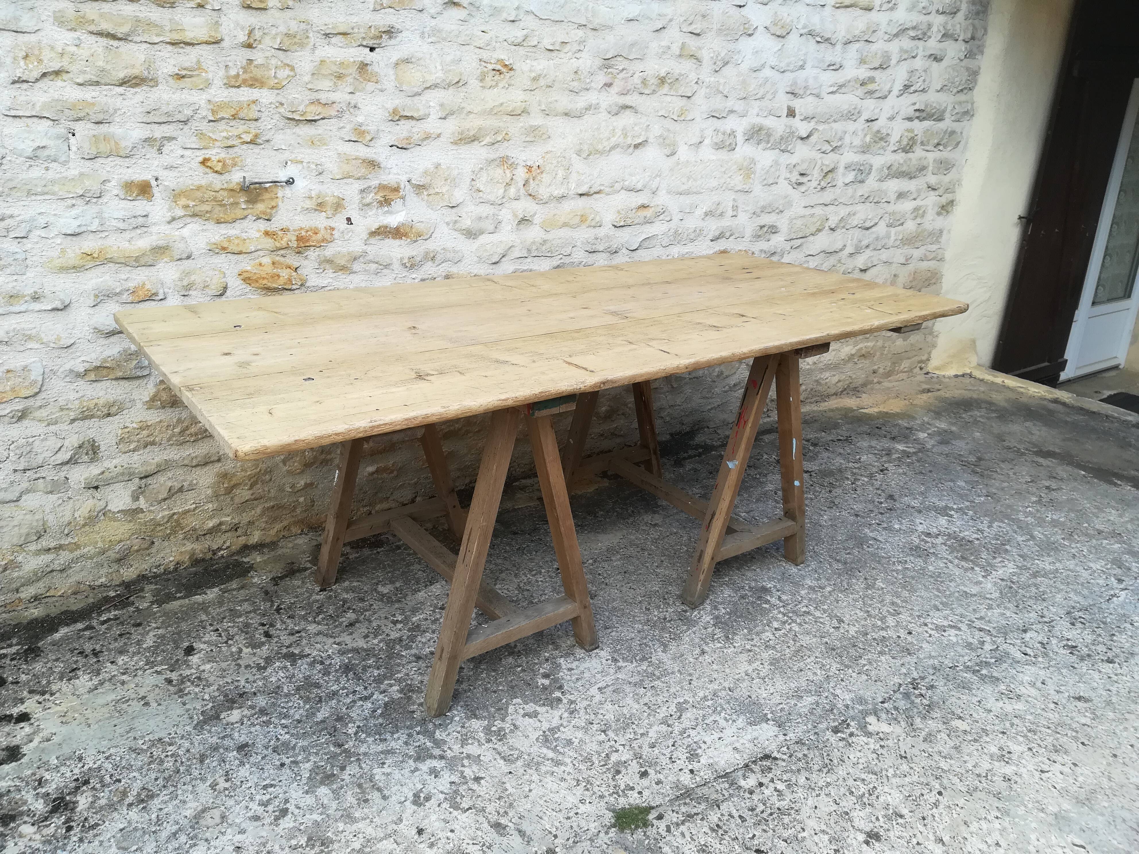 Farm table on trestles