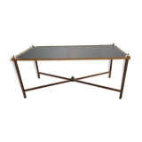 Table basse en bronze et laiton plateau miroir oxydé