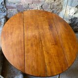 19th century round cherry table with flaps