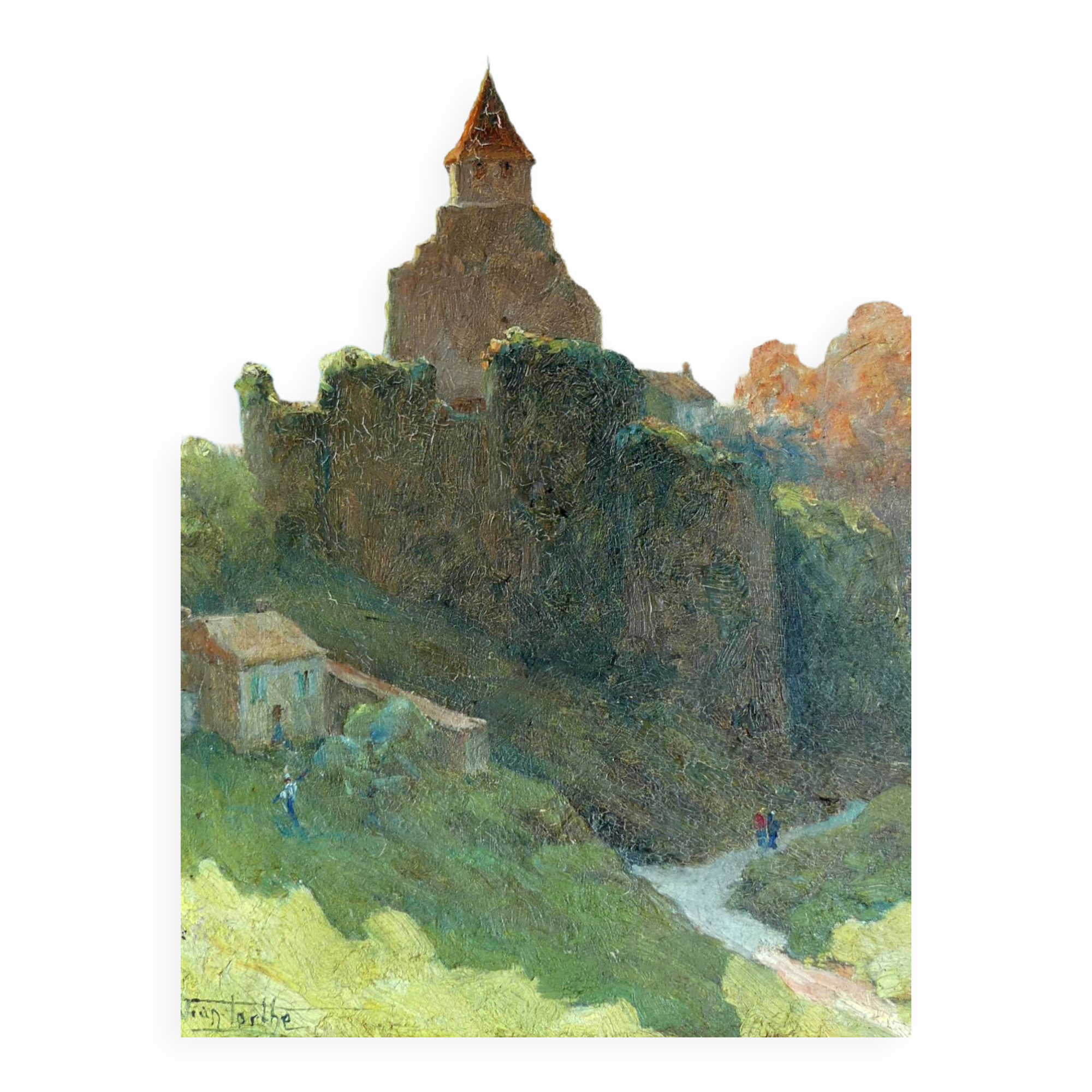 Old painting oil landscape pyrenees jean torthe 1890-1981 agen