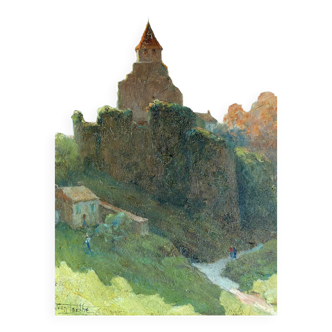 Old painting oil landscape pyrenees jean torthe 1890-1981 agen