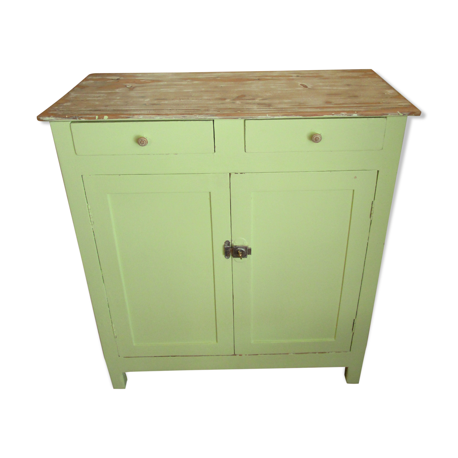 Buffet green almond massive parisienbois vintage