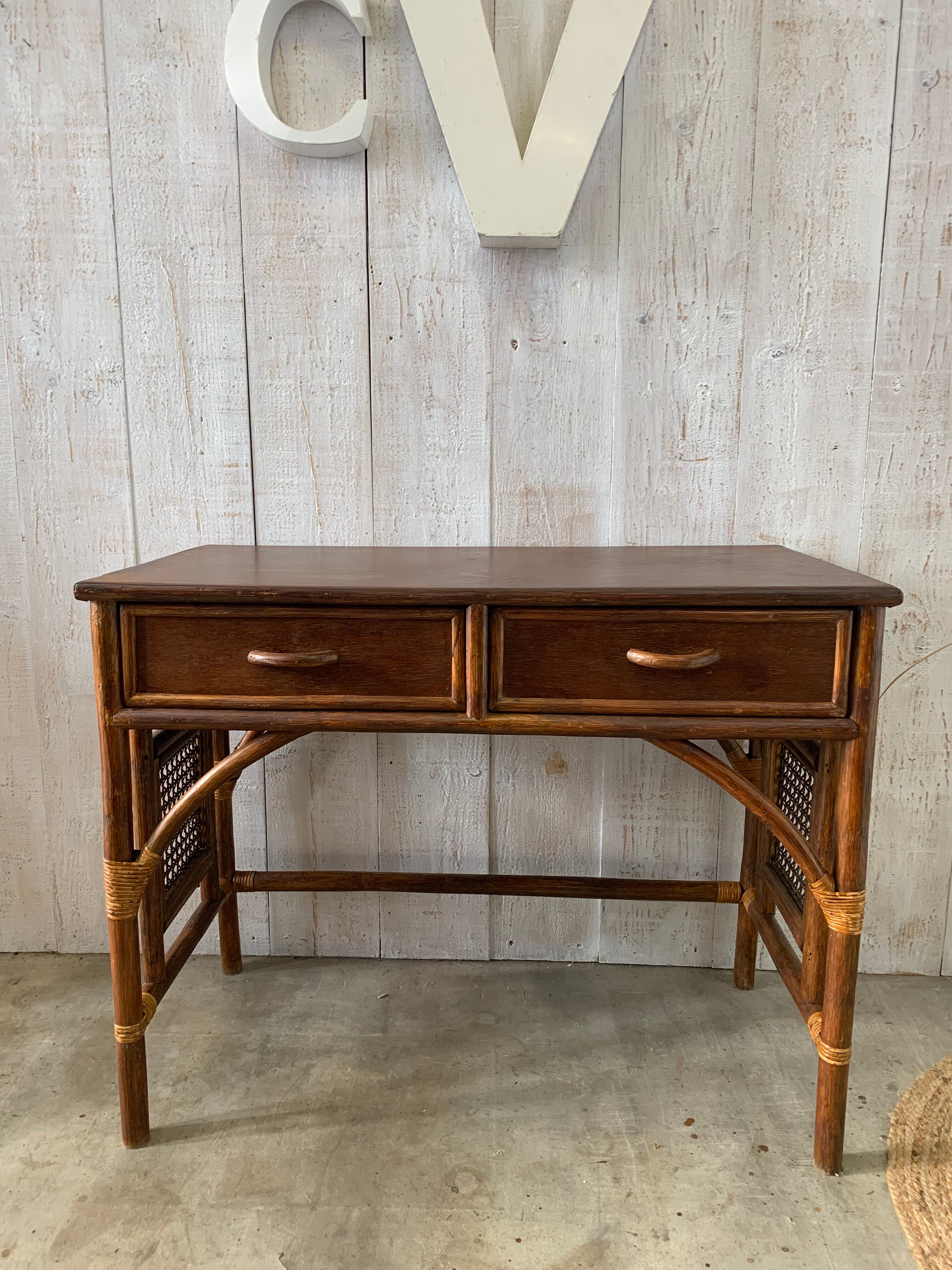 Rattan console/desk