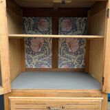 Art Deco glass-fronted Parisian buffet in raw wood