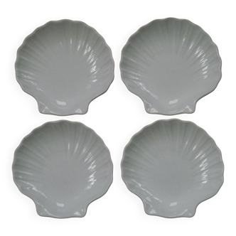 Set of 4 French Vintage Emile Henry White Coquille St Jaques Serving Dishes 4778