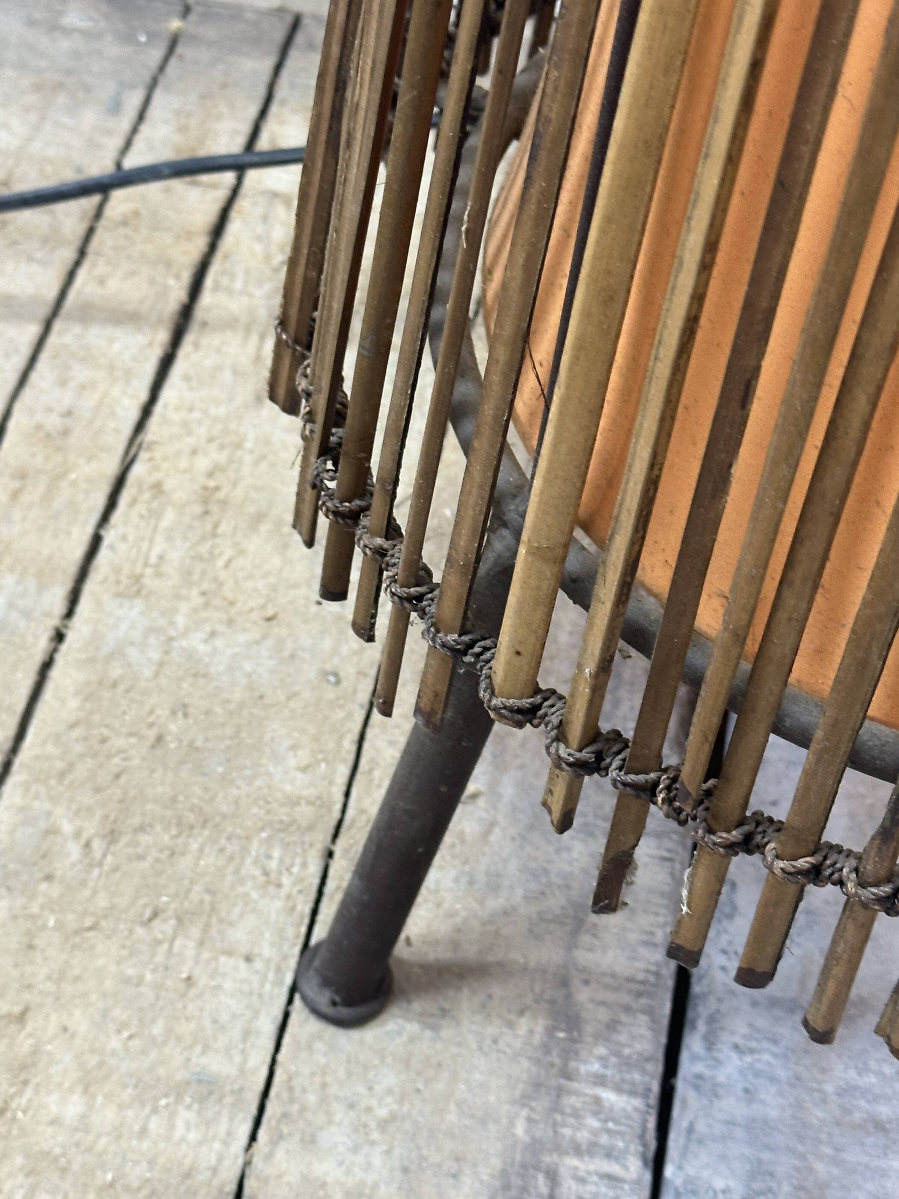 Kobe floor lamp metal and rattan 1990s Ht 170 cm