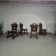 4 x Brutalist oak dining chairs / 60's