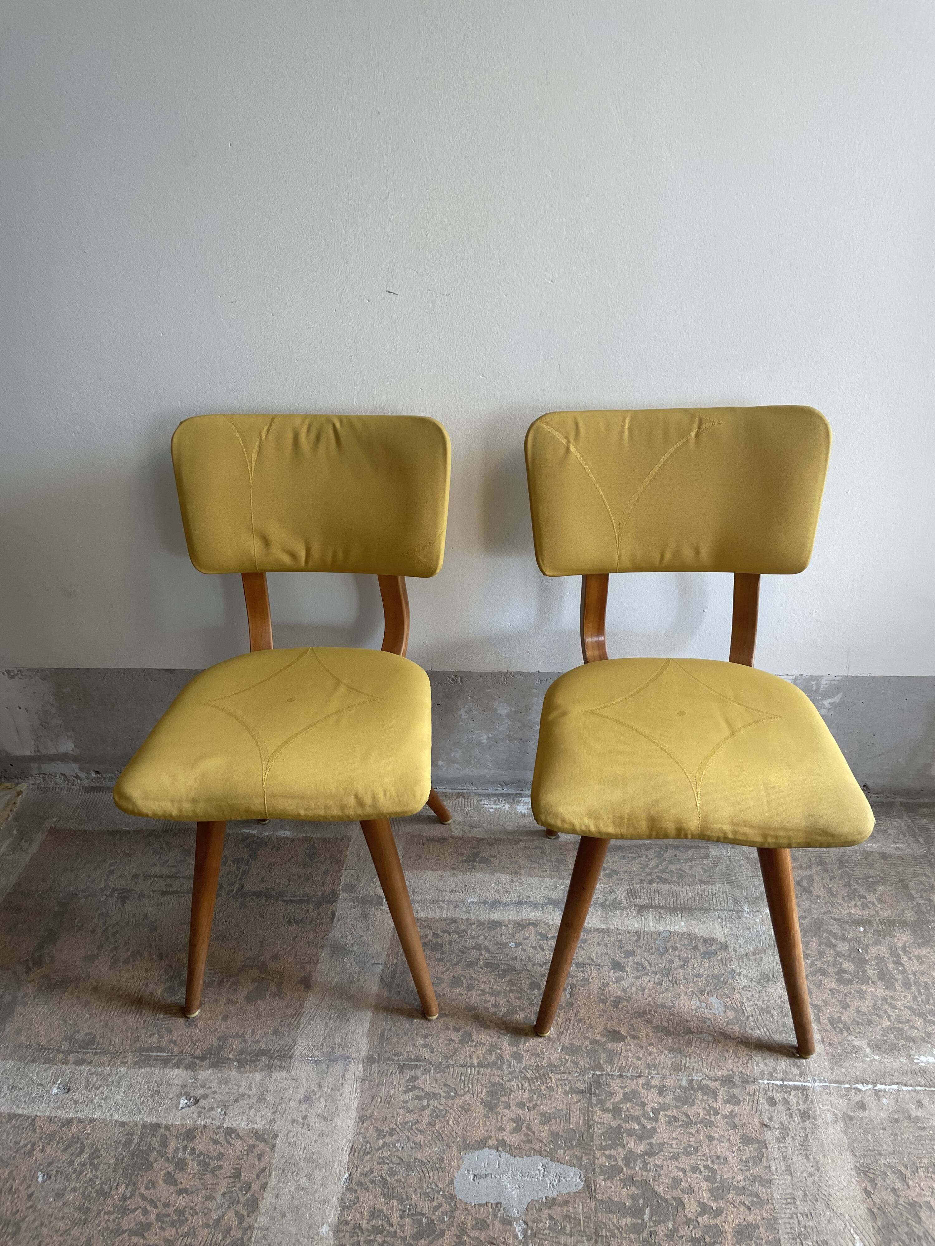 Teak, yellow, Danish dining chairs