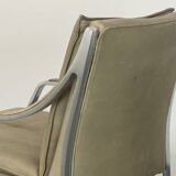 Modernist Mid Century Walter Knoll steel and leather lounge chair