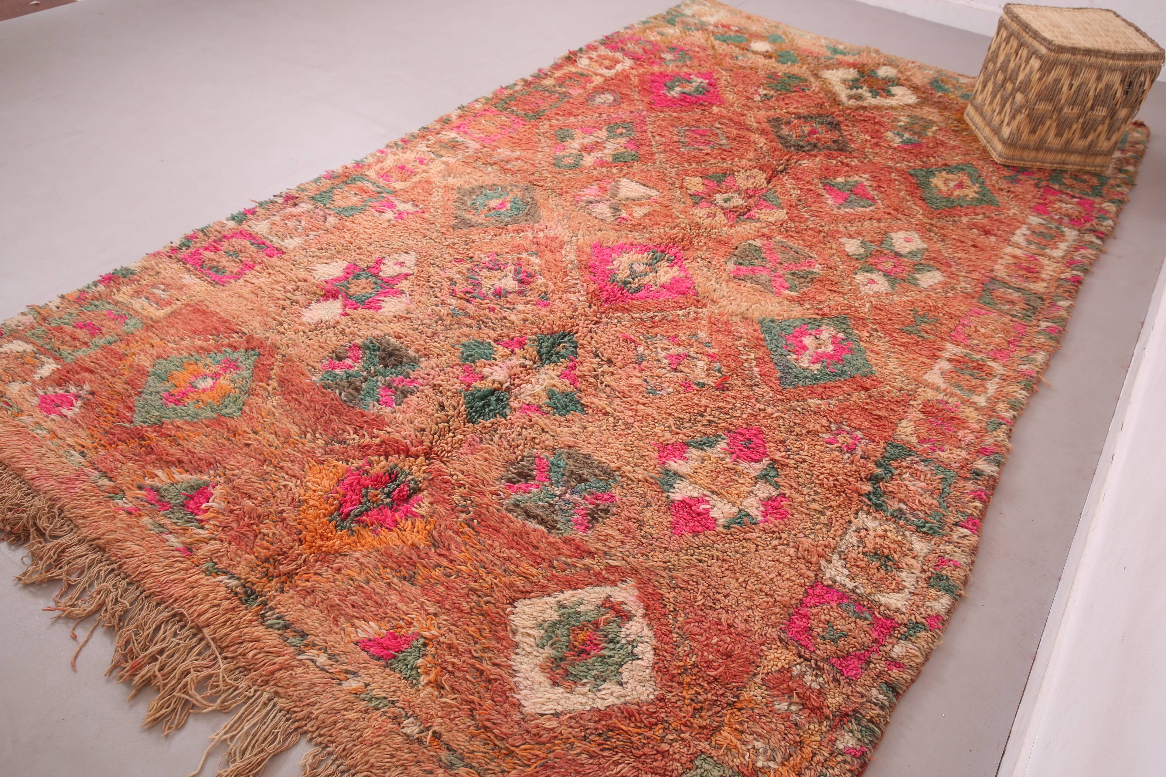 Tapis Boujaad vintage 195 x 340 cm - Tapis berbère marocain fait à la main - Tapis en laine