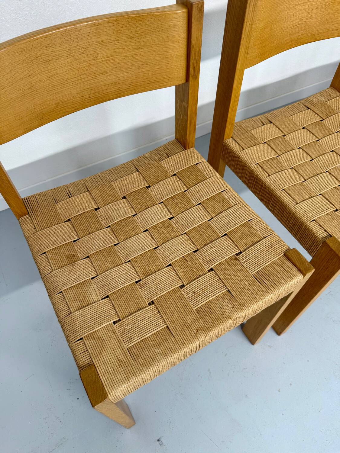 4 chaises bois et corde design Robert et Trix Haussmann  Dietiker vintage