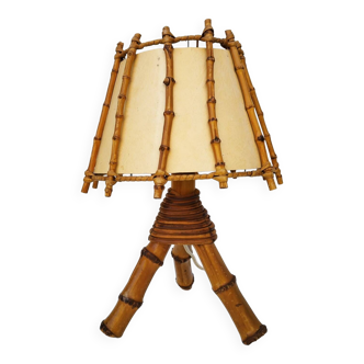 Vintage 60's bamboo bedside lamp