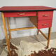 Bureau et chaise vintage en hêtre et skai