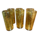 6 bubbled glasses, mouth-blown, Biot amber-colored orangeade service
