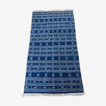 Handmade blue and white kilim rug 110x205cm