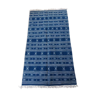 Handmade blue and white kilim rug 110x205cm