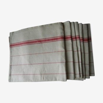 Set of 7 red striped towels in métis