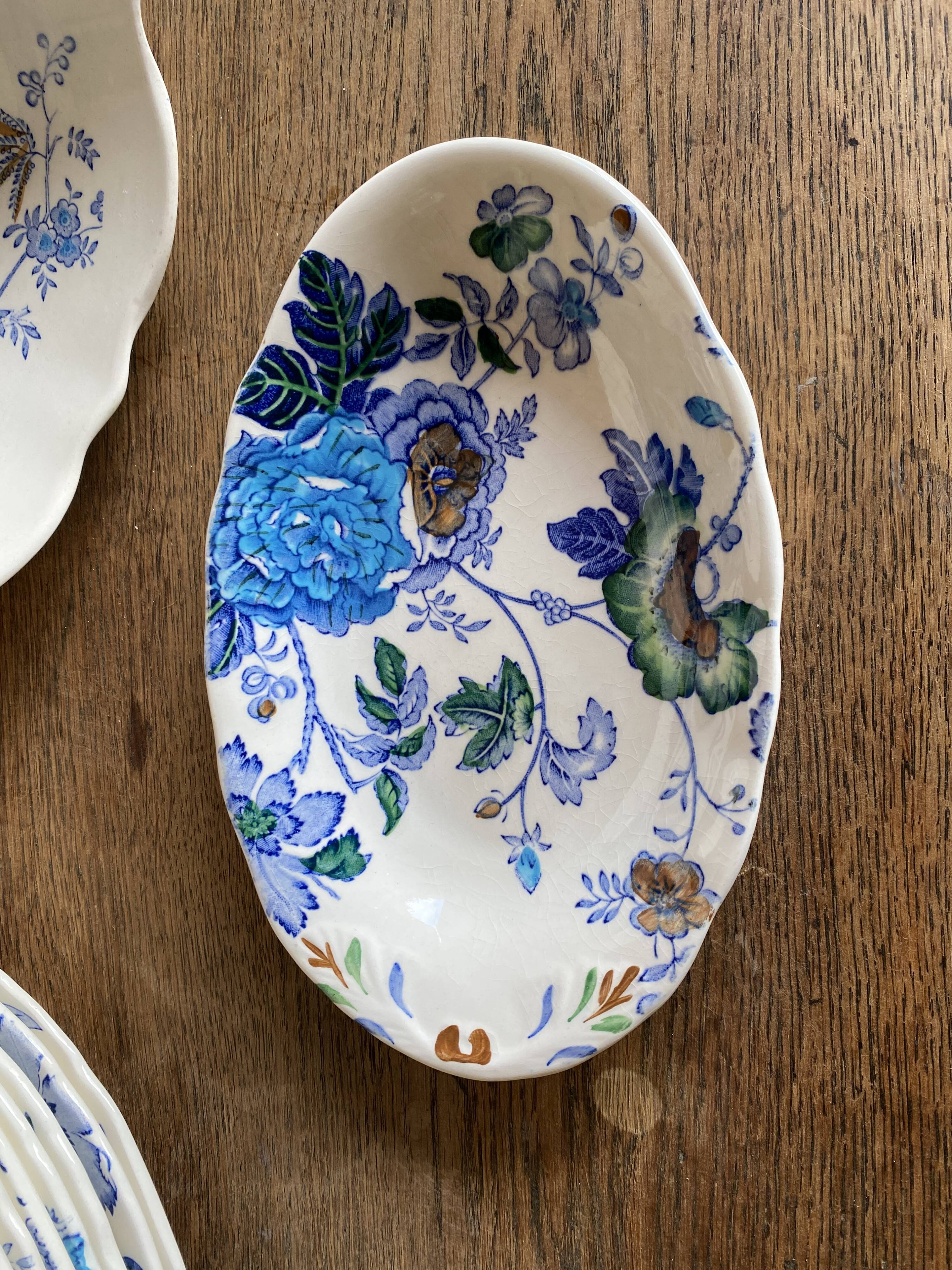 Set of 8 flat plates Mason's Belvedere flowers