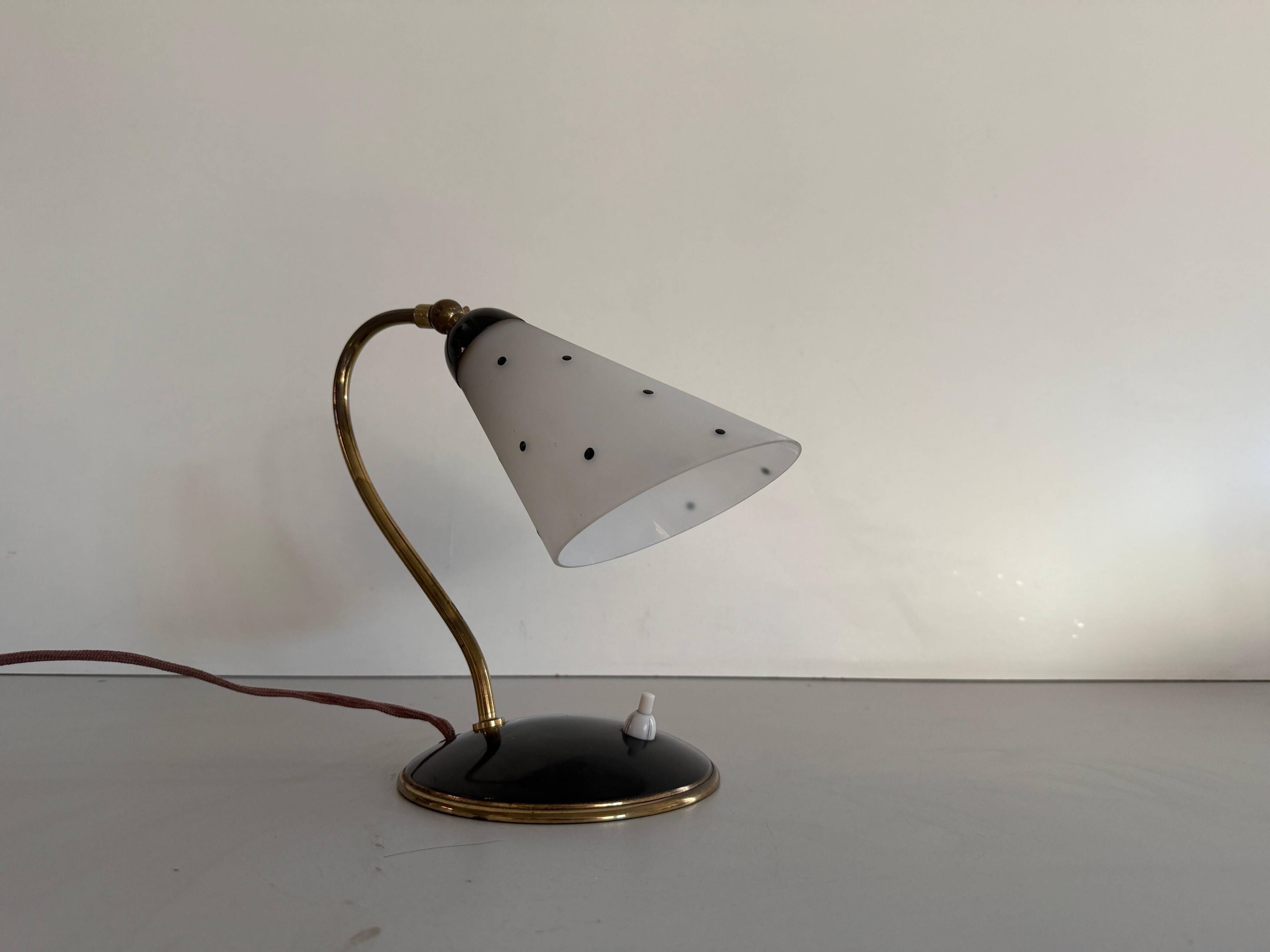 Mid-century bedside lamp in black metal and brass, 1950s, Germany