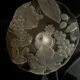 Fruit bowl, made of glass, with frosted decoration and base, luminous.