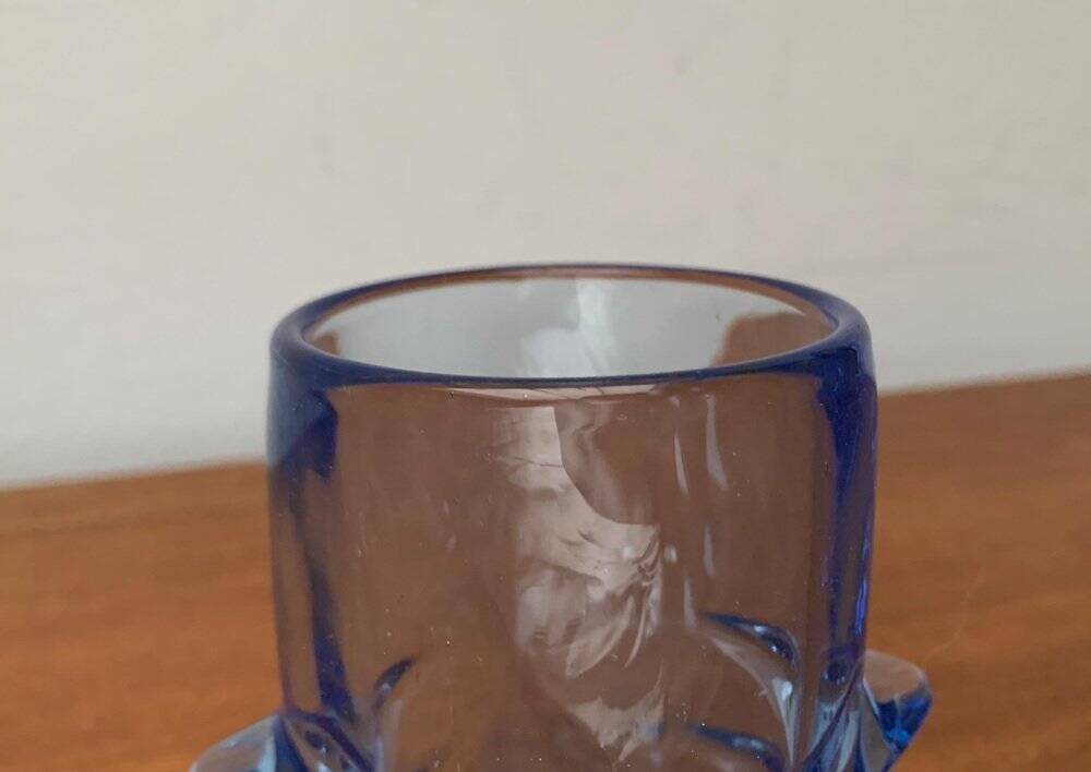 Blue glass vase model 20064 in Mid-Century style by Vladislav Urban for Hermanova Hut, 1960s.