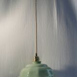 Suspension in vintage almond green opaline - electrified to nine