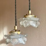 Pair of Art Deco glass rose petals